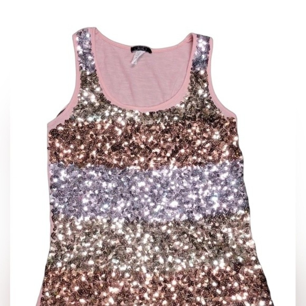 Deb Plus Pink and Silver Ombre Sequin Tank Top Size 1X